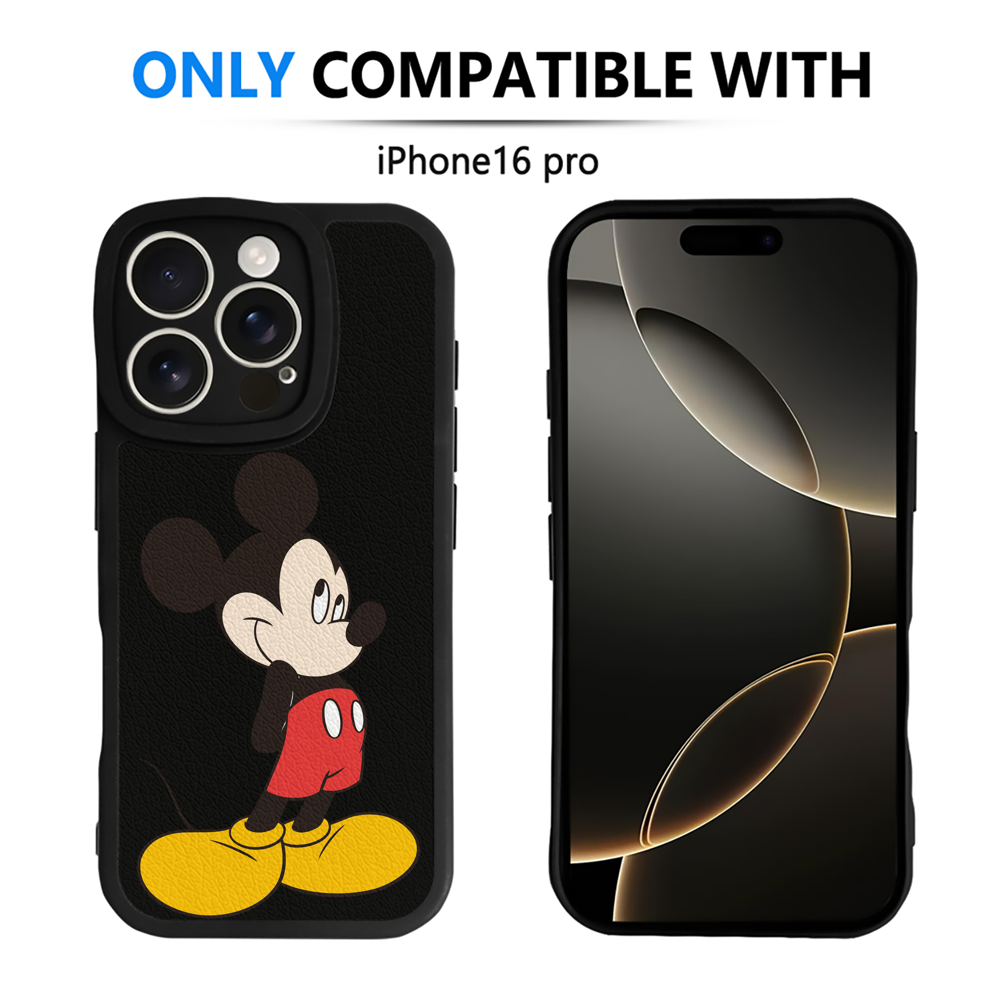 （画像用） ミッキーマウス Mickey Mouse 【iPhone 16シリーズ対応】シリコンスマホケース（レザー調） 材質：シリコン